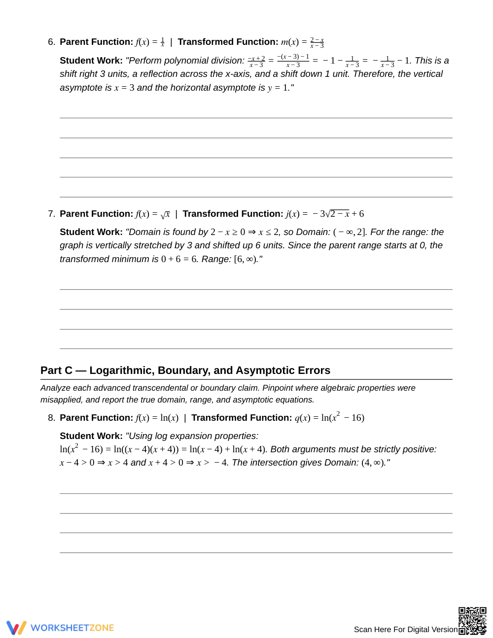 Proven Transform Errors Worksheet | Grade 12 Precalculus - Page 4
