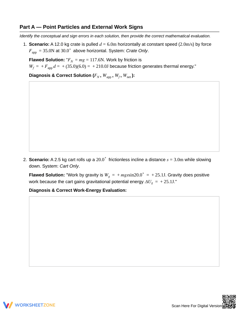 Complete Work & Energy Signs Worksheet | Grade 12 Physics - Page 2