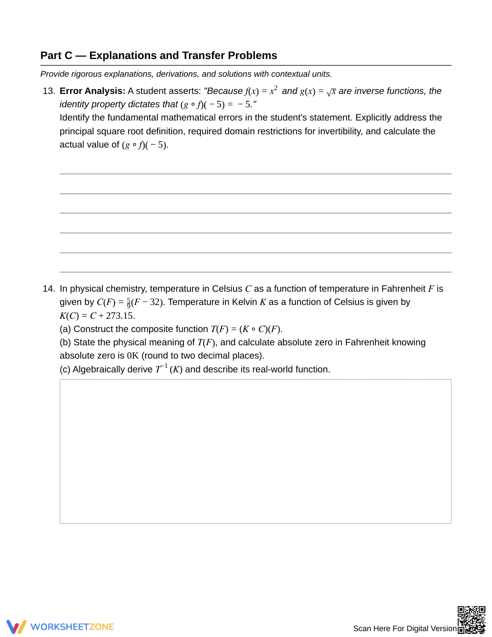 Complete Function Inverses Worksheet | Grade 12 Precalculus - Page 6