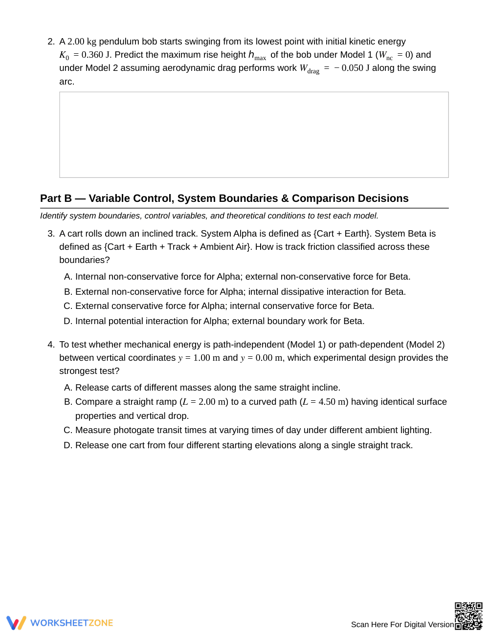 Essential Energy Models Worksheet | Grade 12 Physics - Page 2