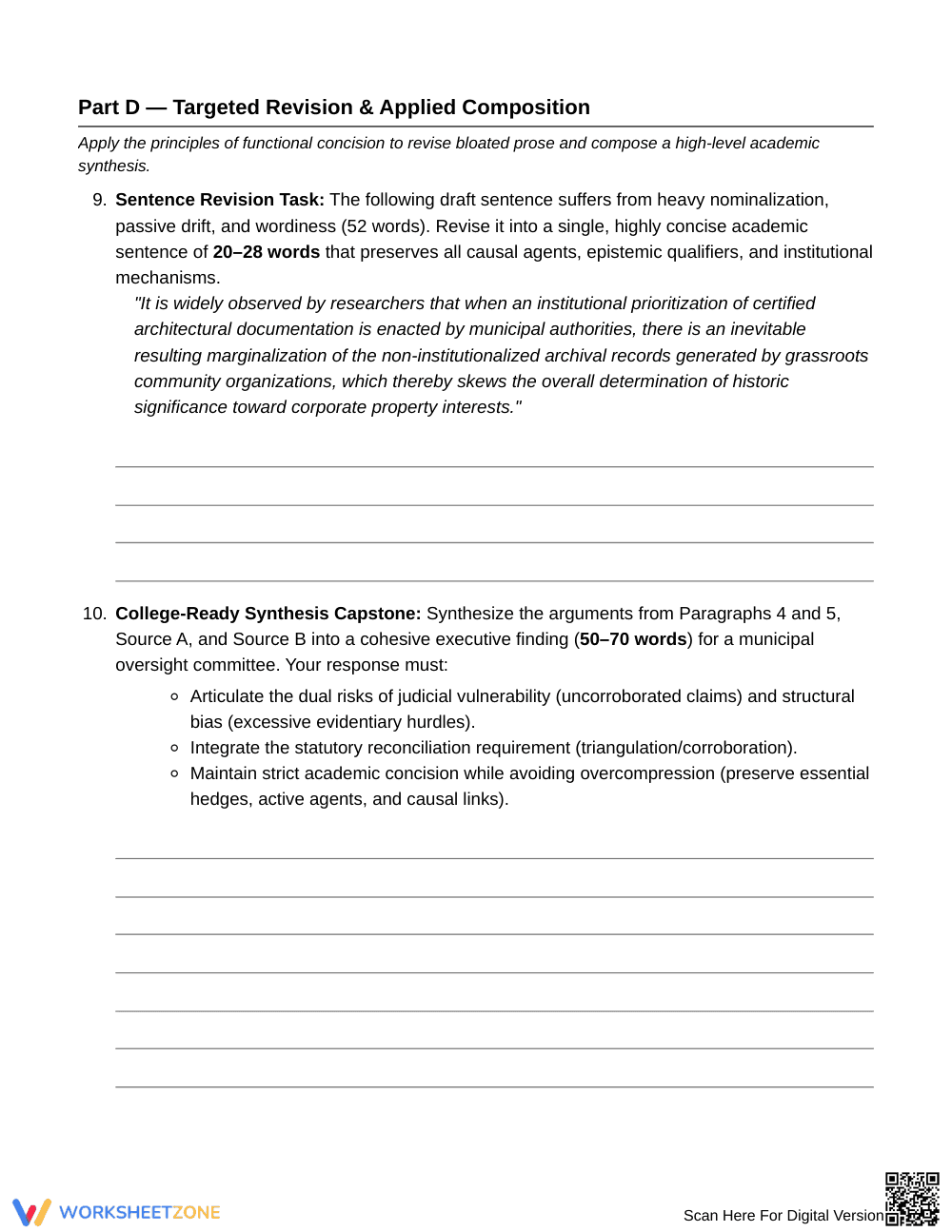 Complete Concision Analysis Worksheet | Grade 12 English IV - Page 7