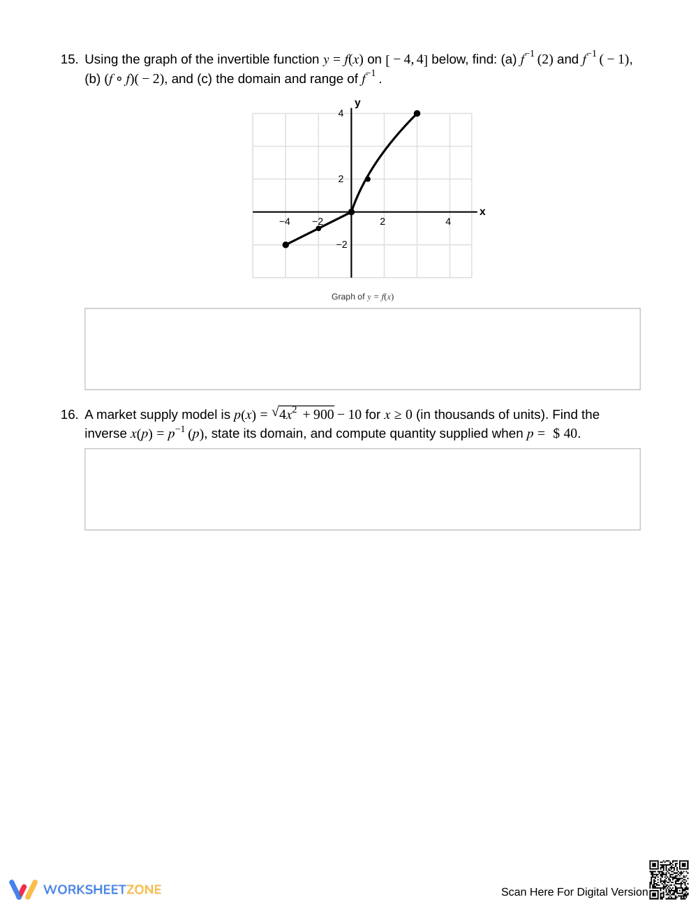 Complete Function Inverses Worksheet | Grade 12 Precalculus - Page 5