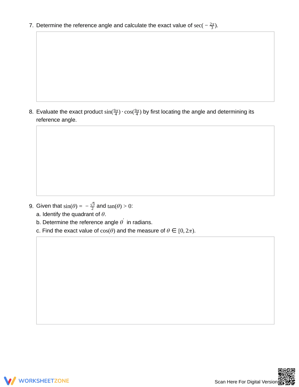 Complete Reference Angles Worksheet | Grade 12 Precalculus - Page 4