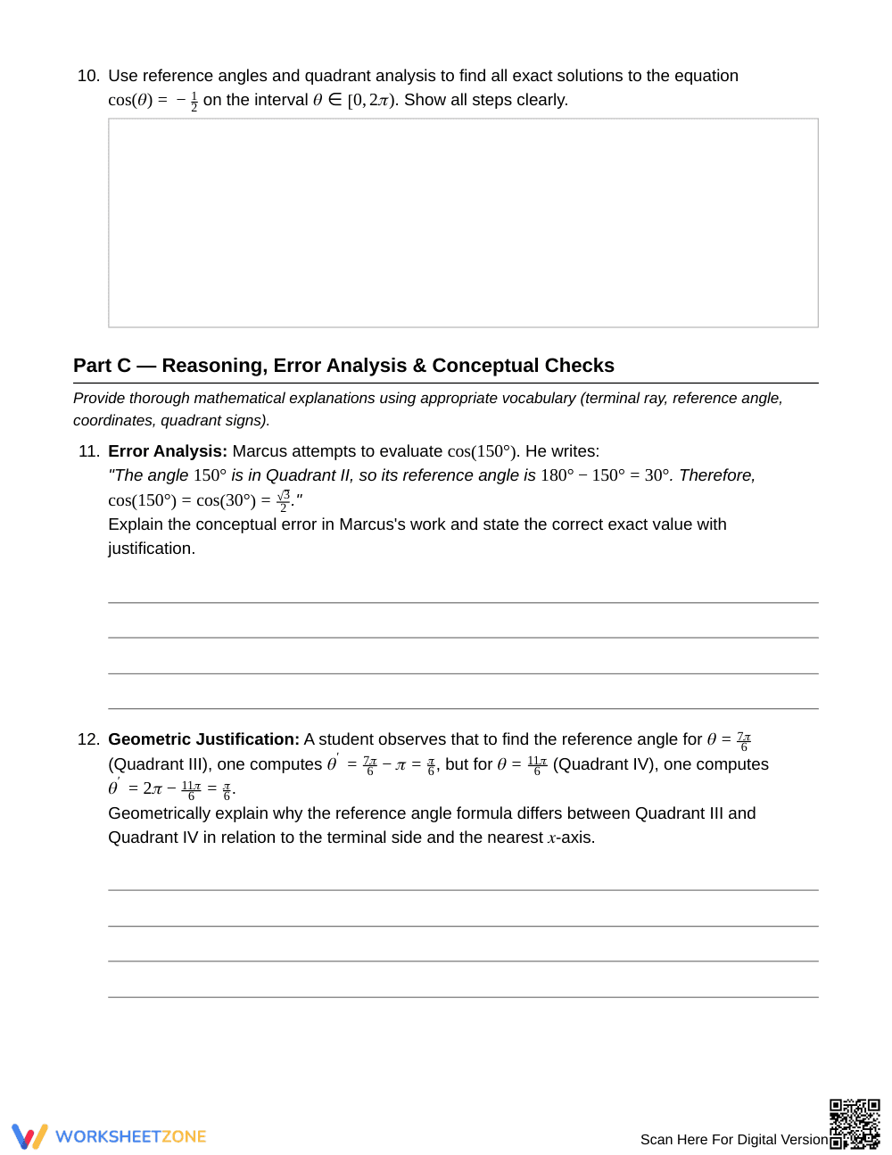 Complete Reference Angles Worksheet | Grade 12 Precalculus - Page 5
