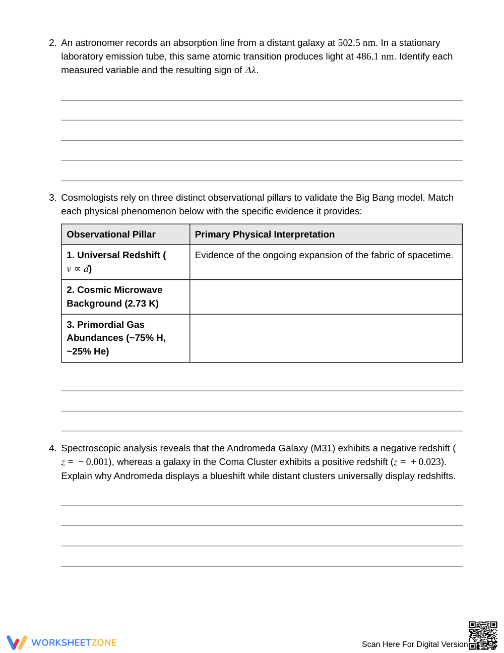 Essential Redshift Worksheet | Grade 12 Earth/Space Science - Page 2