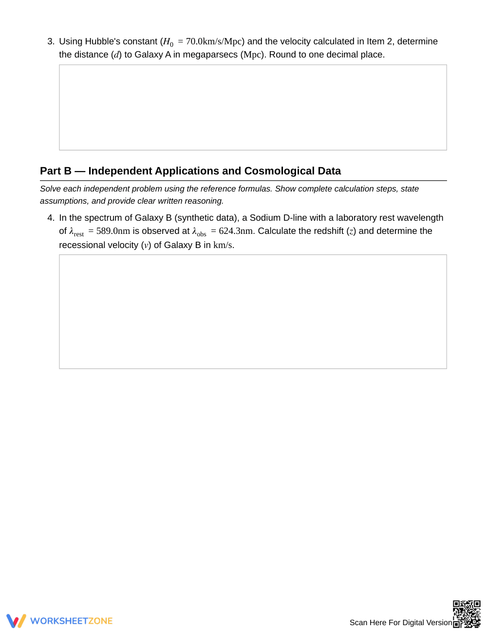 Complete Redshift & Spectra Worksheet | Grade 12 Science - Page 3
