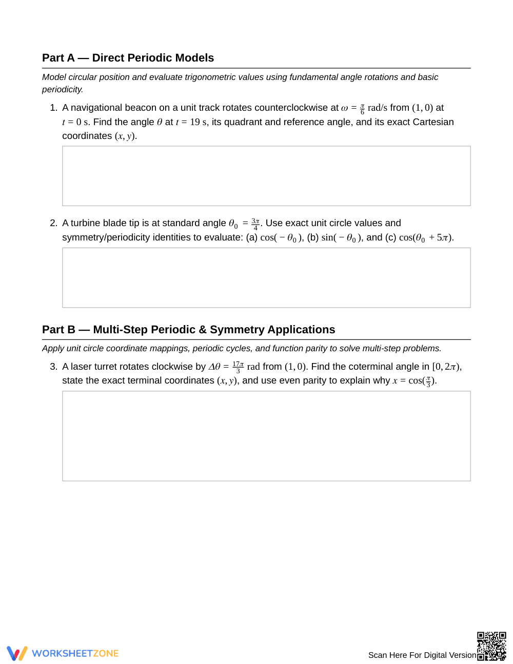 Aligned Periodic Position Worksheet | Grade 12 Precalculus - Page 2