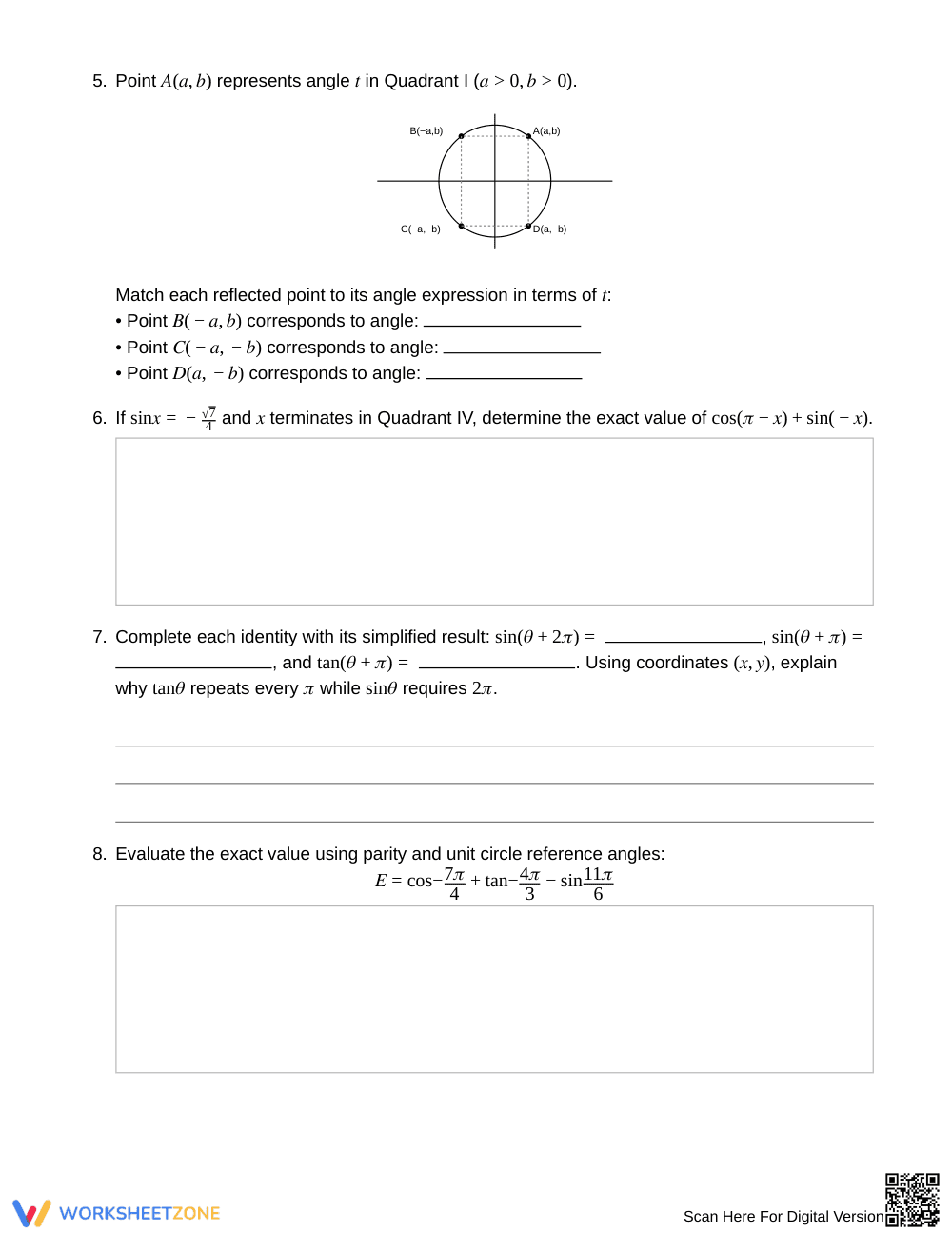 Essential Trig Symmetry Worksheet | Grade 12 Precalculus - Page 3