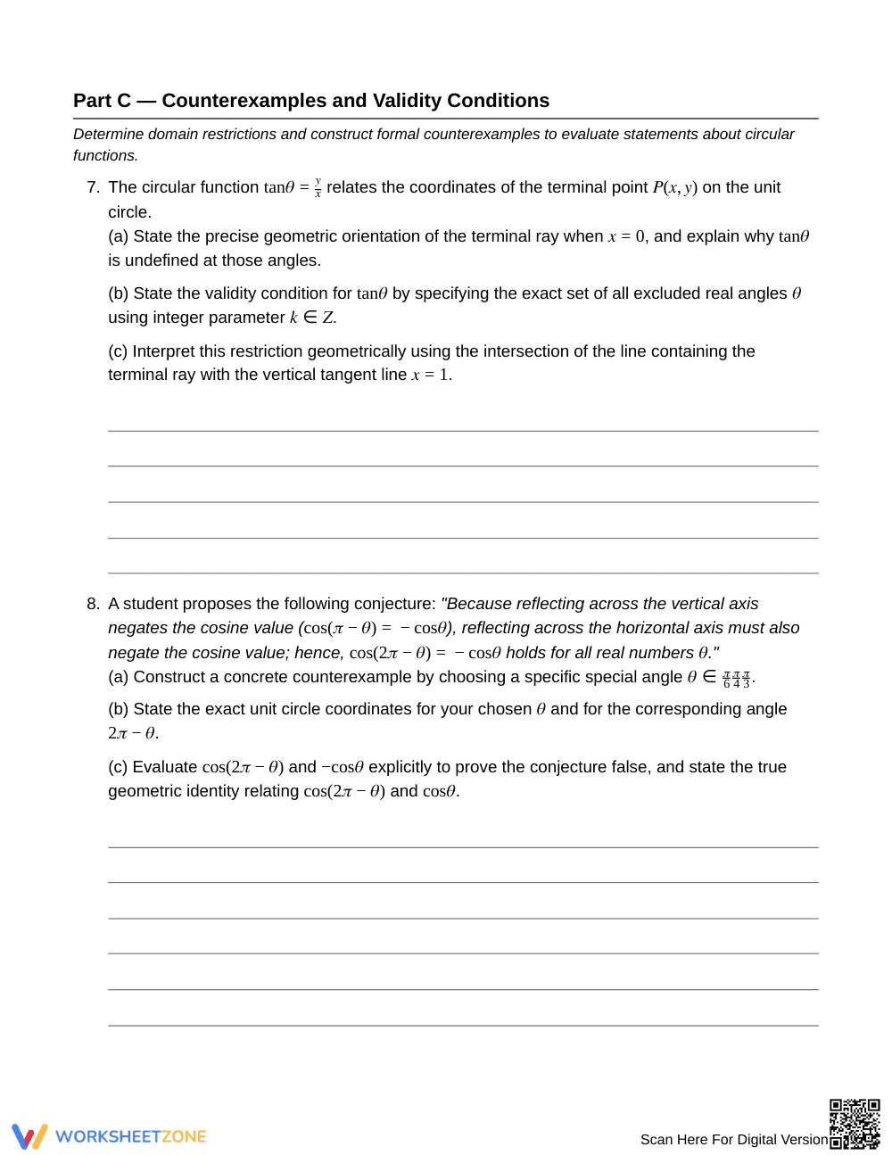 Essential Exact Values Worksheet | Grade 12 Precalculus - Page 5
