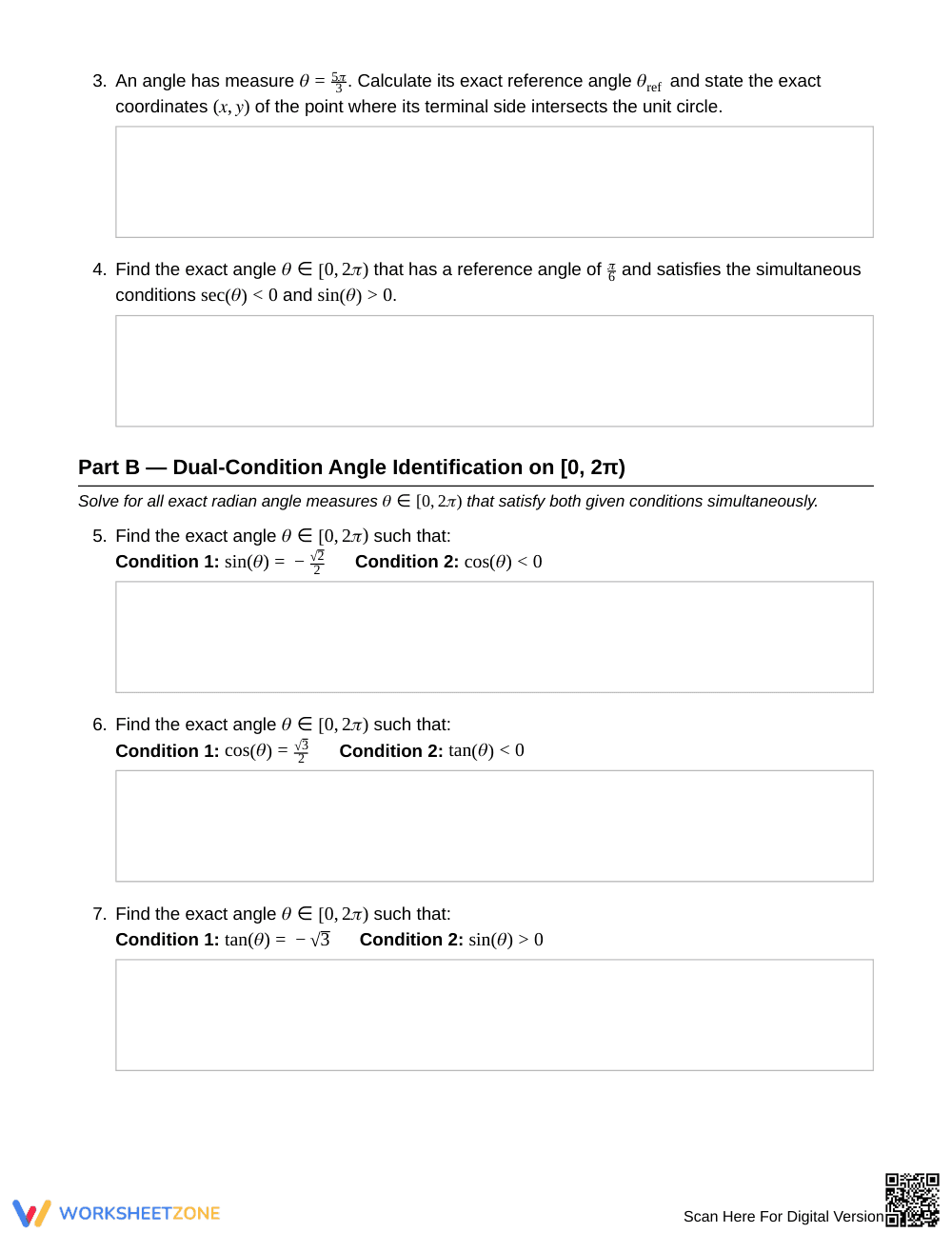 Complete Dual Trig Angles Worksheet | Grade 12 Precalculus - Page 2