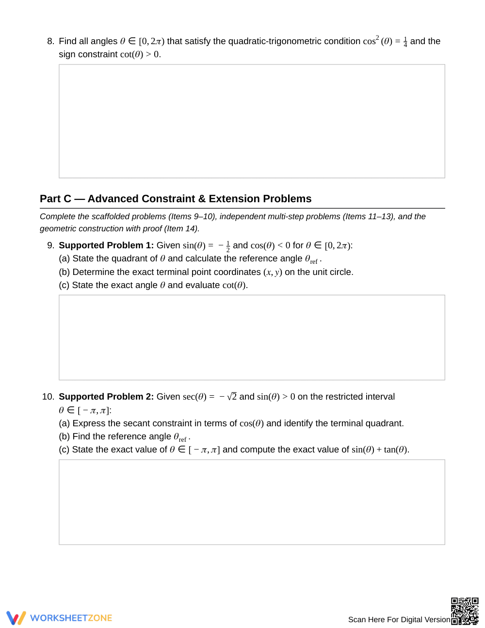 Complete Dual Trig Angles Worksheet | Grade 12 Precalculus - Page 3