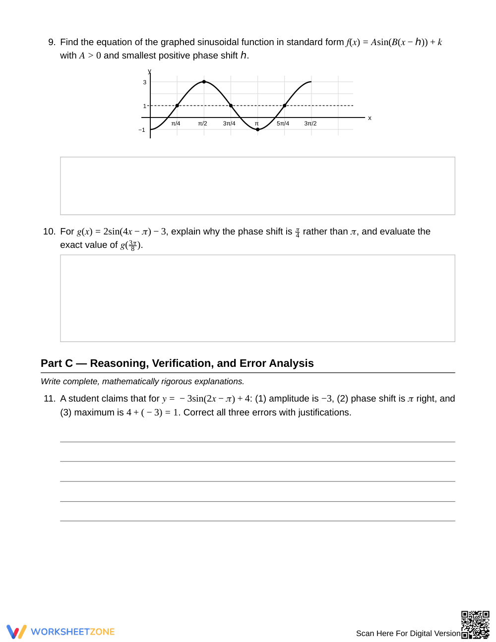Complete Transformed Sine Worksheet | Grade 12 Precalculus - Page 4