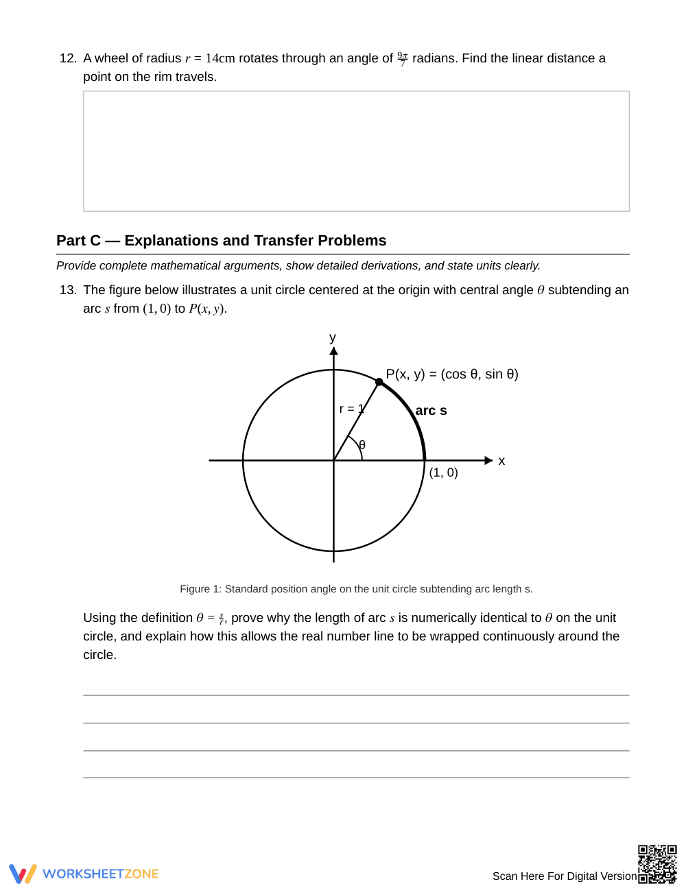 Ready Radians & Arc Length Worksheet | Grade 12 Precalculus - Page 4