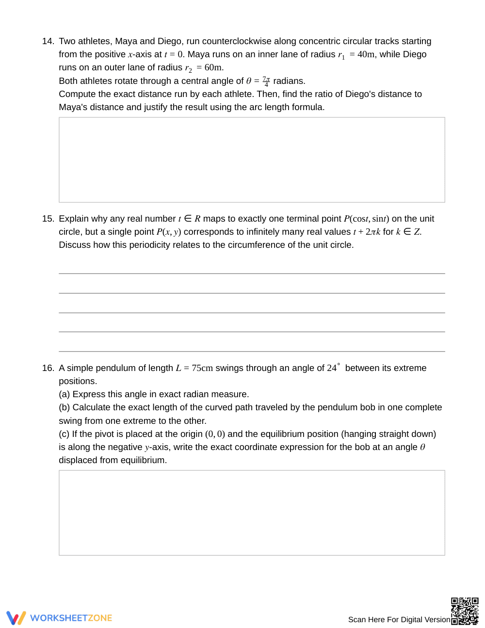 Ready Radians & Arc Length Worksheet | Grade 12 Precalculus - Page 5