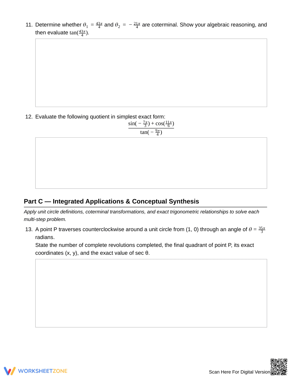 Complete Coterminal Angles Worksheet | Grade 12 Precalculus - Page 4