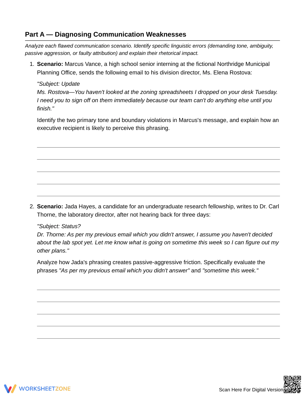 Essential Professional Tone Worksheet | Grade 12 English IV - Page 2