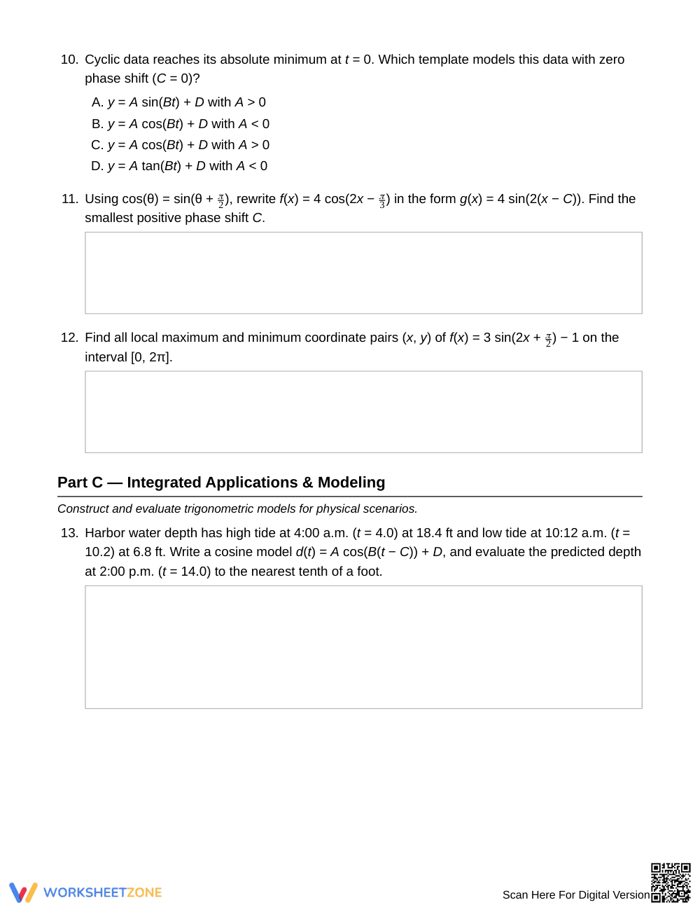 Complete Trig Graphs Worksheet | Grade 12 Precalculus - Page 4