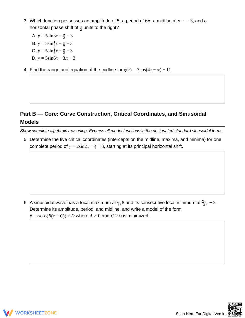 Complete Trig Graphs Worksheet | Grade 12 Precalculus - Page 2