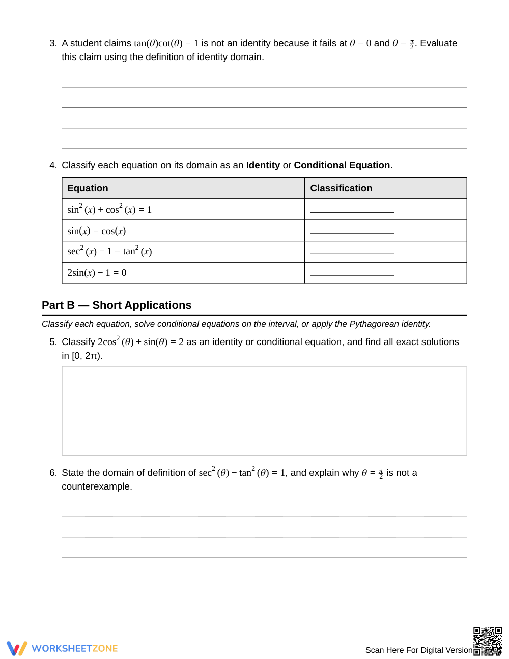 Ready Identity vs Equation Worksheet | Grade 12 Precalculus - Page 2