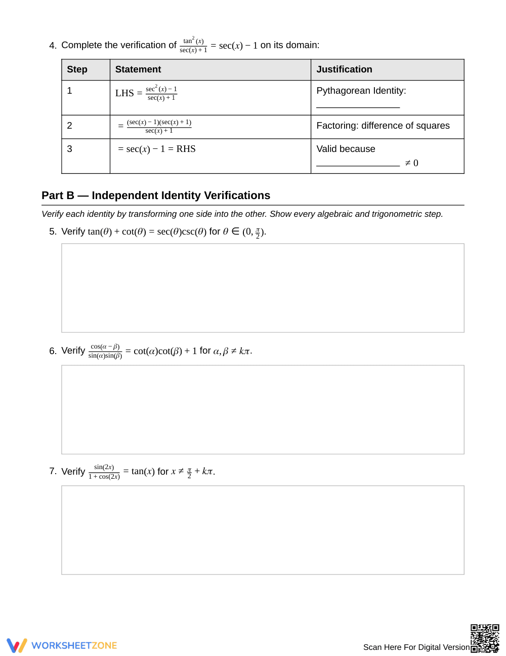 Essential Trig Identity Worksheet | Grade 12 Precalculus - Page 3