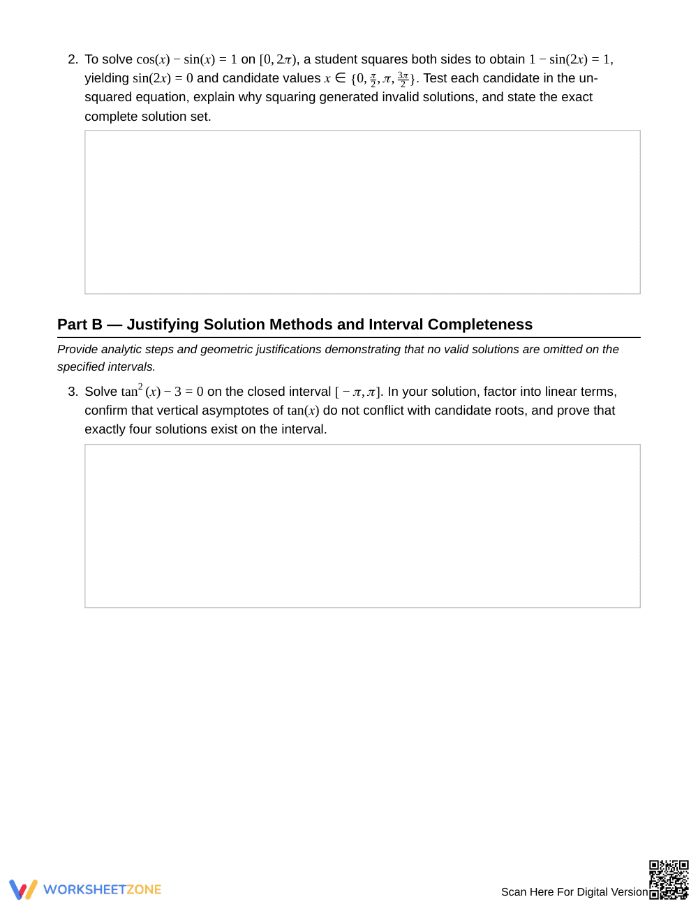 Proven Interval Solutions Worksheet | Grade 12 Precalculus - Page 2