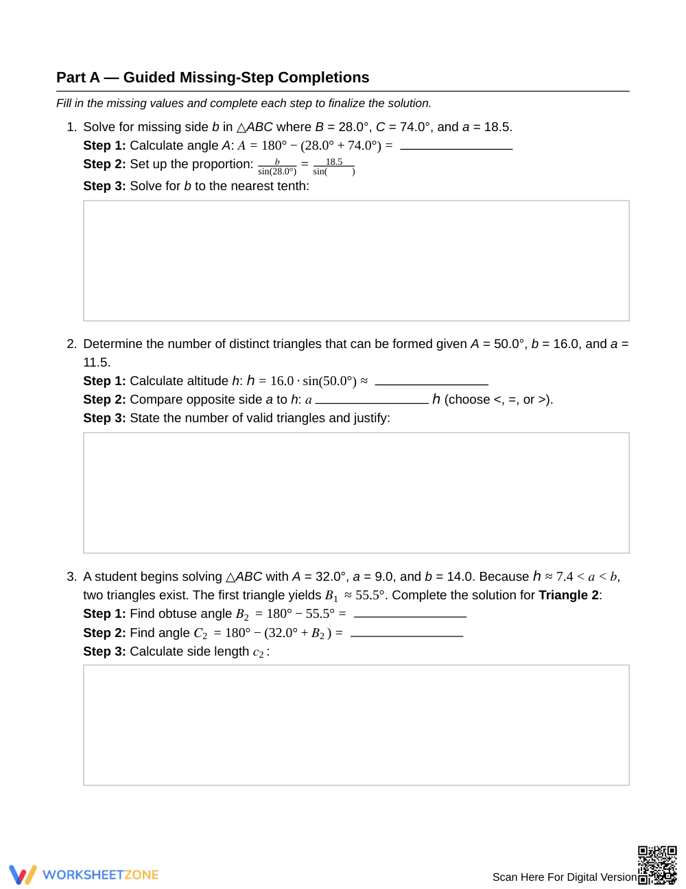 Essential Law of Sines Worksheet | Grade 12 Precalculus - Page 2