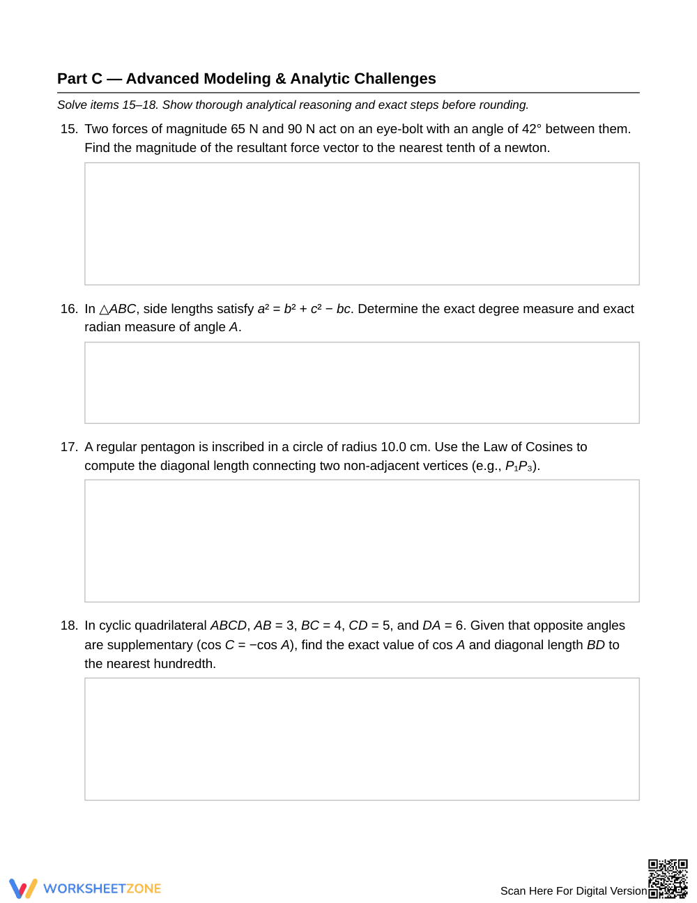 Essential Law of Cosines Worksheet | Grade 12 Precalculus - Page 5