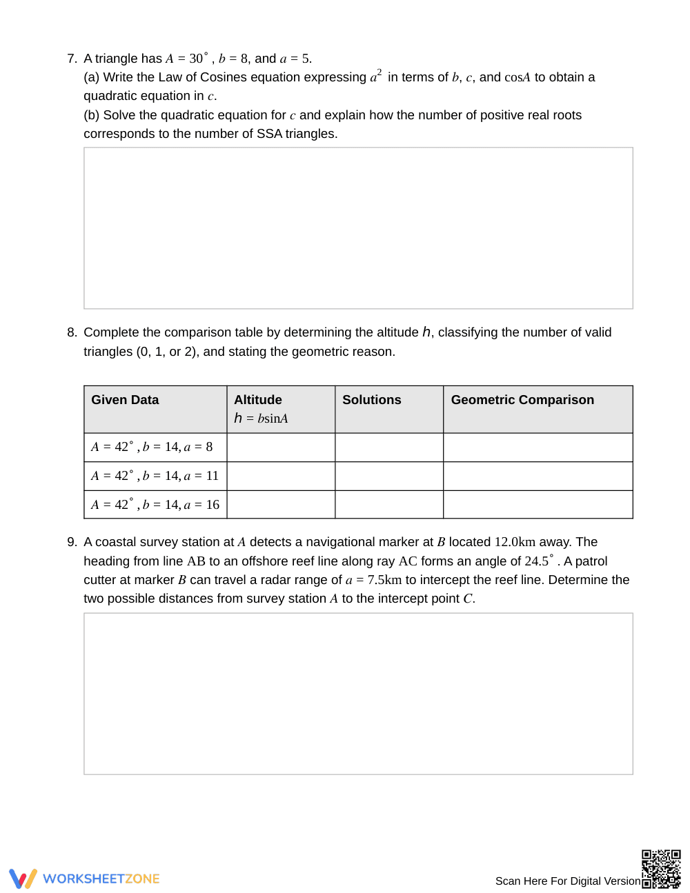 Essential SSA Solutions Worksheet | Grade 12 Precalculus - Page 4