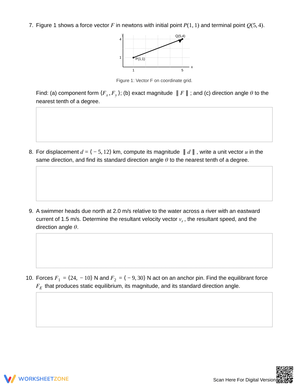 Complete Vector Components Worksheet | Grade 12 Precalculus - Page 3