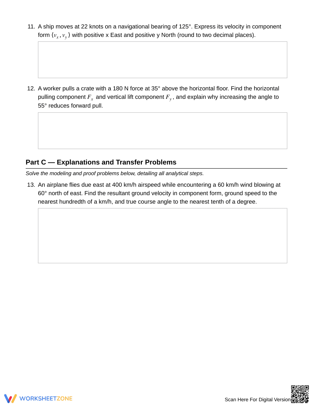 Complete Vector Components Worksheet | Grade 12 Precalculus - Page 4