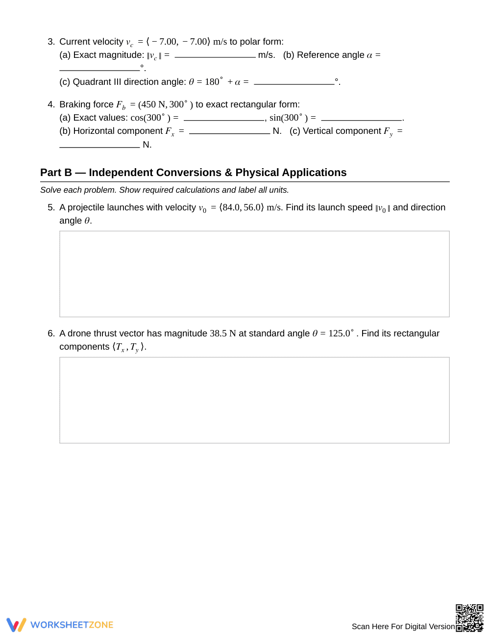 Ready Vector Conversion Worksheet | Grade 12 Precalculus - Page 2