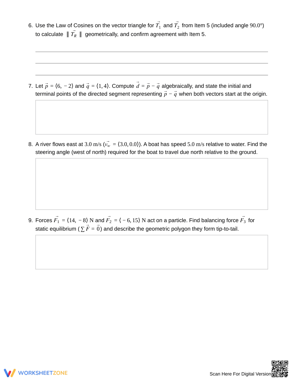 Complete Vector Methods Worksheet | Grade 12 Precalculus - Page 3