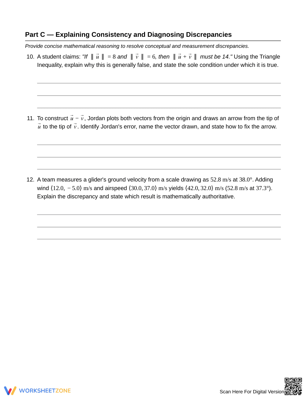 Complete Vector Methods Worksheet | Grade 12 Precalculus - Page 4