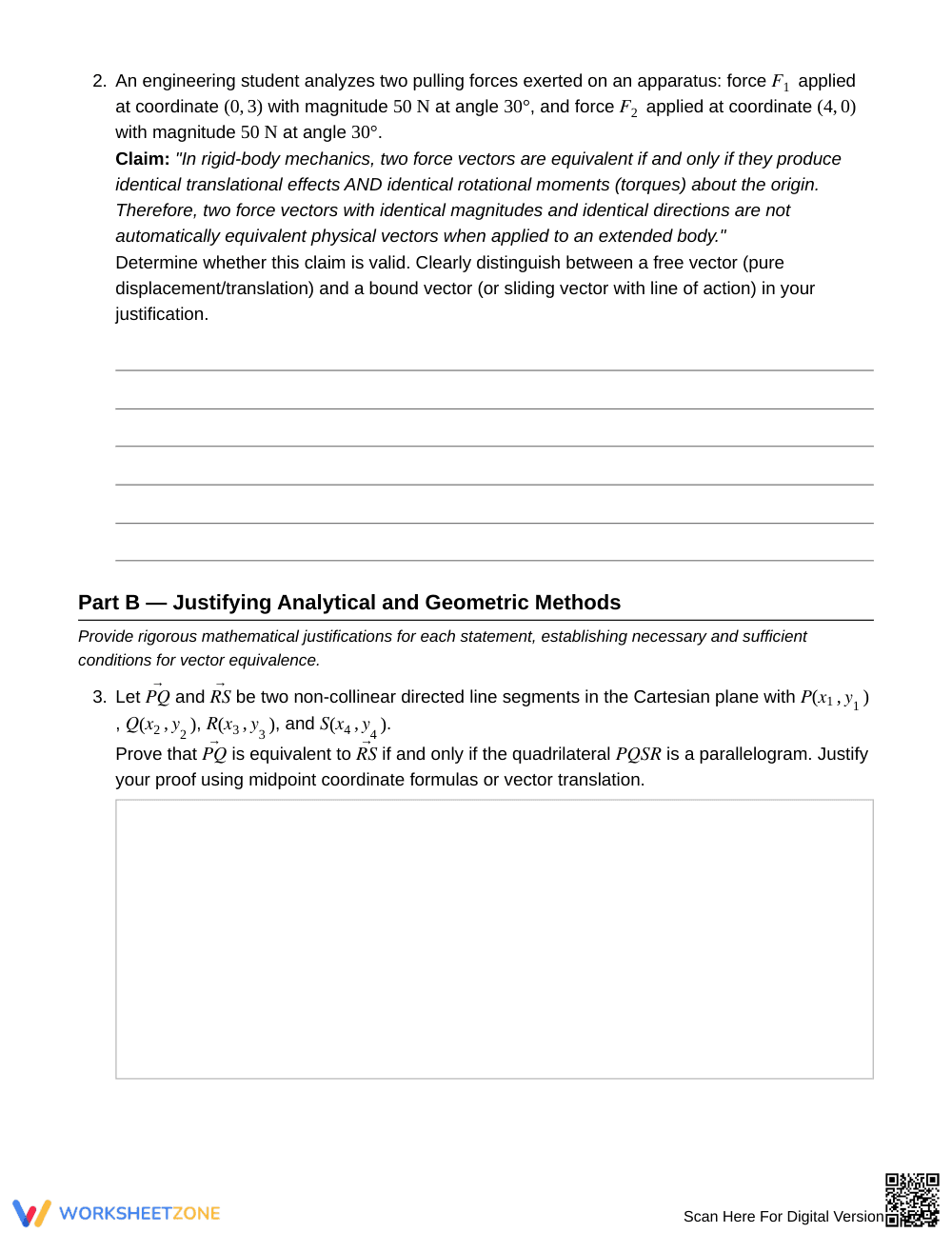 Proven Vector Equivalence Worksheet | Grade 12 Precalculus - Page 3