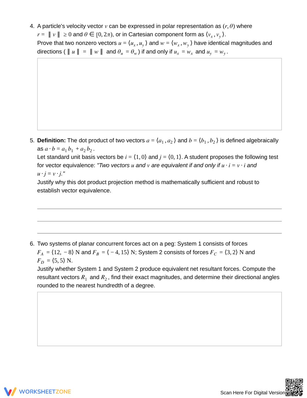 Proven Vector Equivalence Worksheet | Grade 12 Precalculus - Page 4