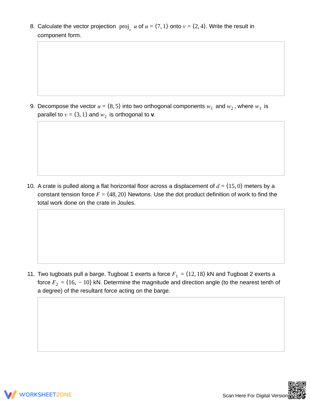Complete Vector Operations Worksheet | Grade 12 Precalculus - Page 3