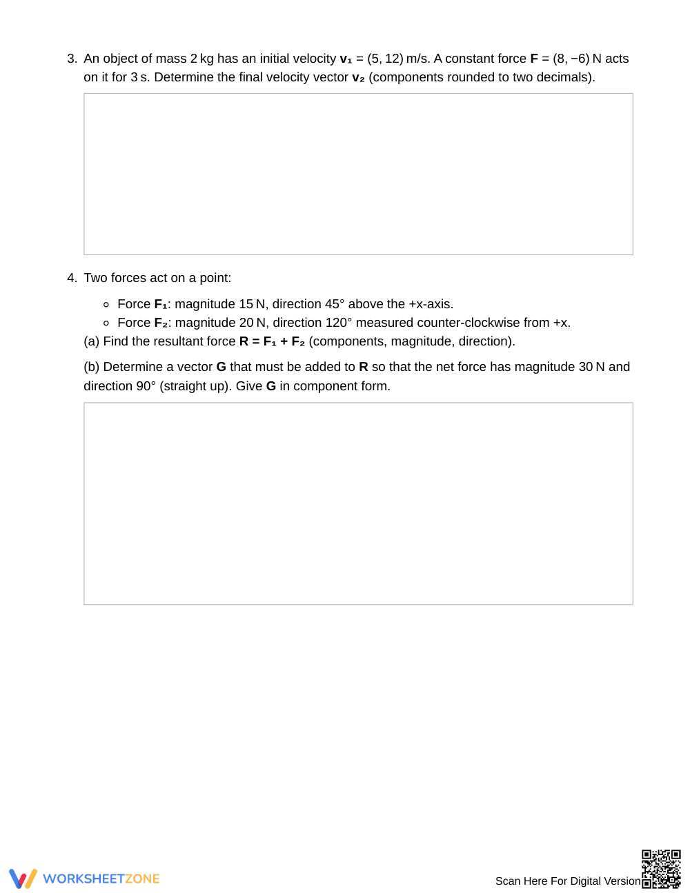 Printable Unknown Vectors Worksheet | Grade 12 Precalculus - Page 2