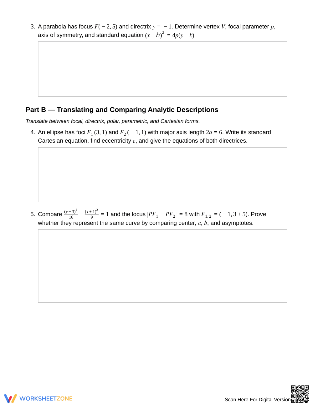Complete Analytic Conics Worksheet | Grade 12 Precalculus - Page 2