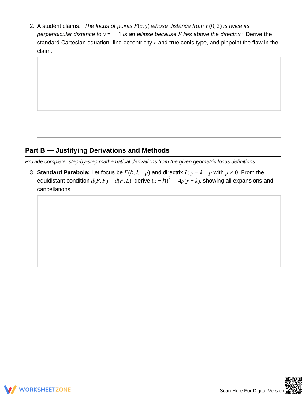 Essential Conic Distance Worksheet | Grade 12 Precalculus - Page 2