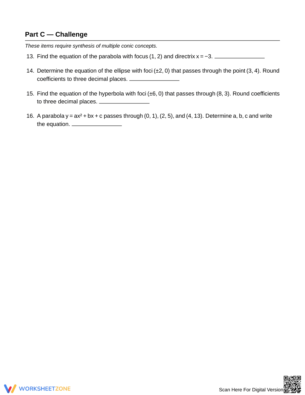 Essential Conic Sections Worksheet | Grade 12 Precalculus - Page 3