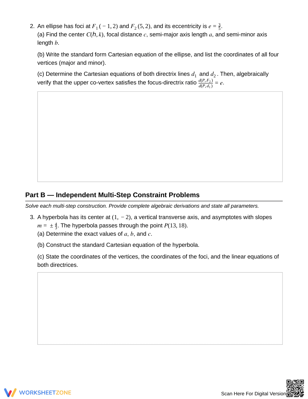 Complete Analytic Conics Worksheet | Grade 12 Precalculus - Page 3