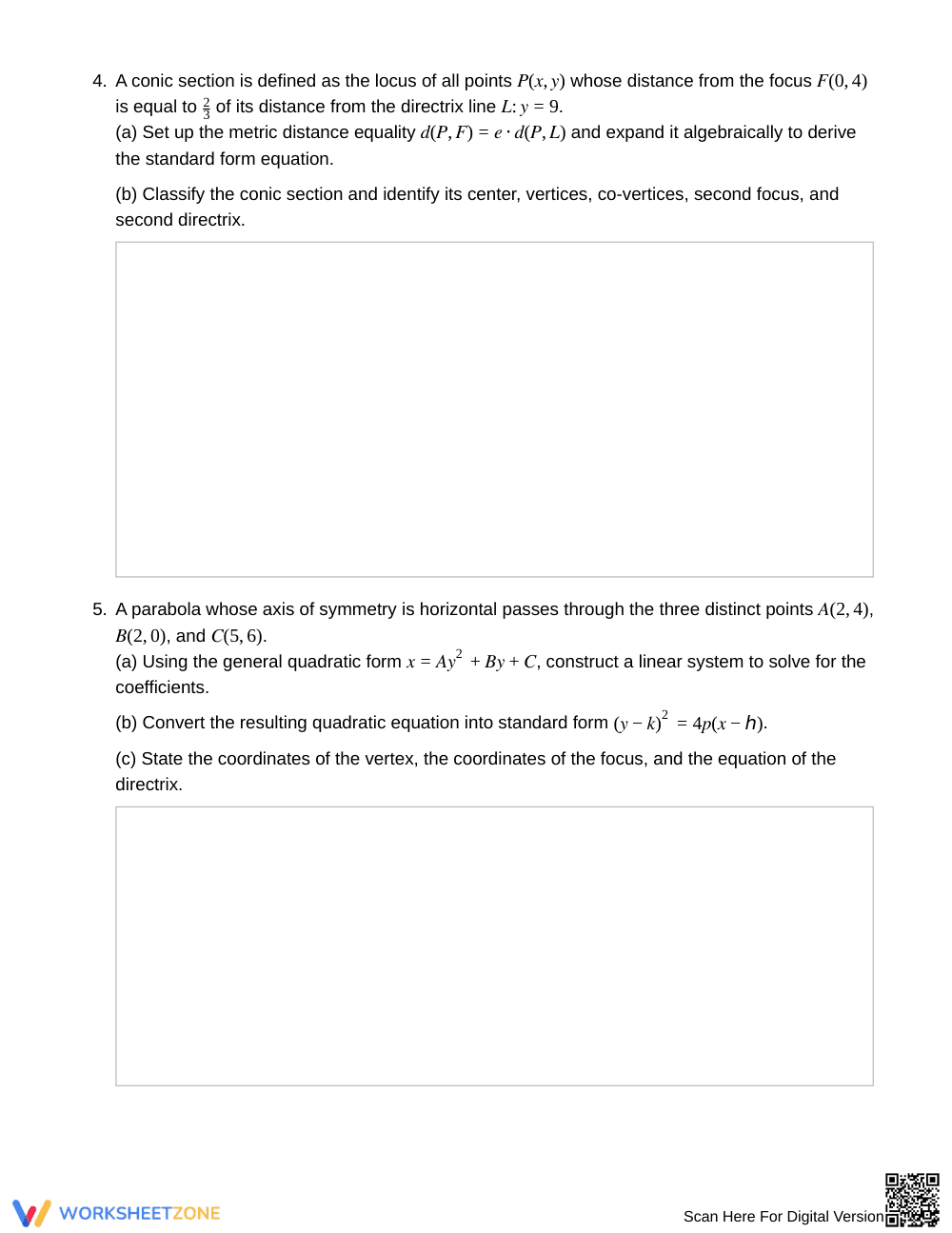 Complete Analytic Conics Worksheet | Grade 12 Precalculus - Page 4