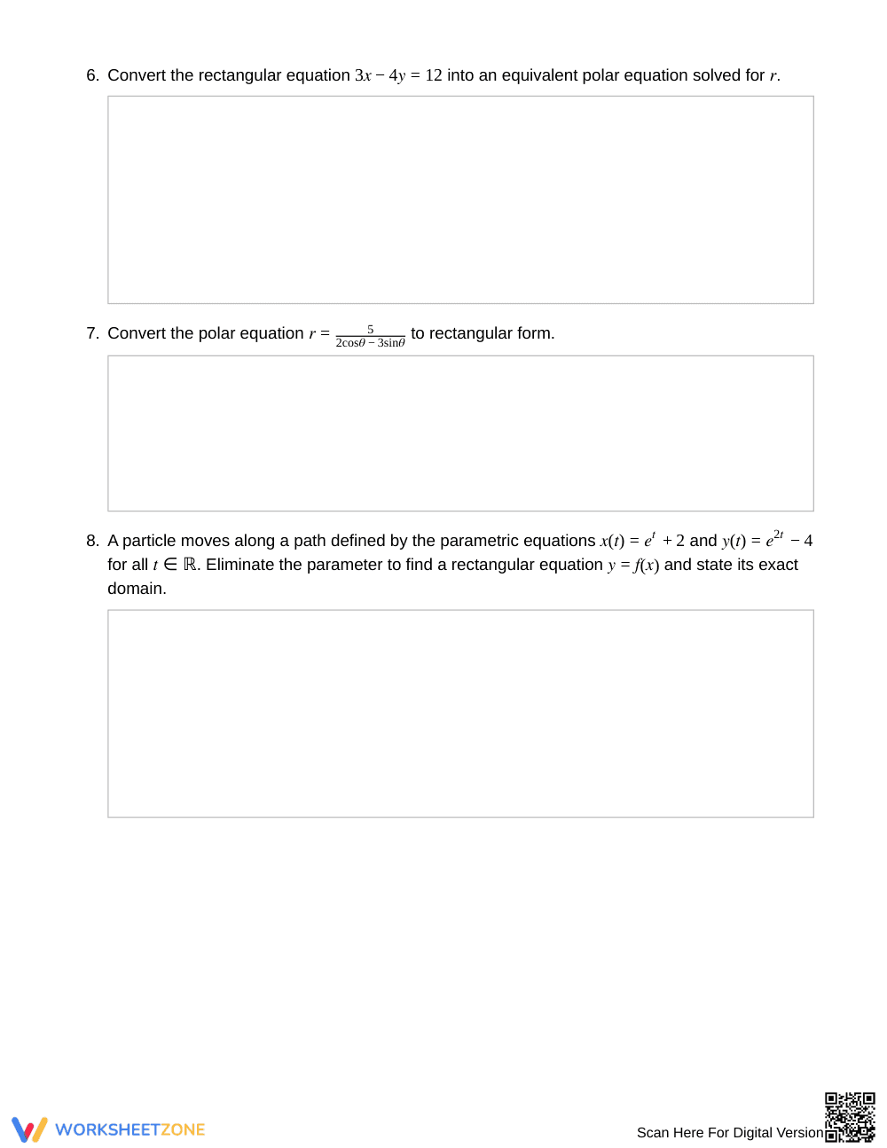 Ready Convert Between Forms Worksheet | Grade 12 Precalculus - Page 3