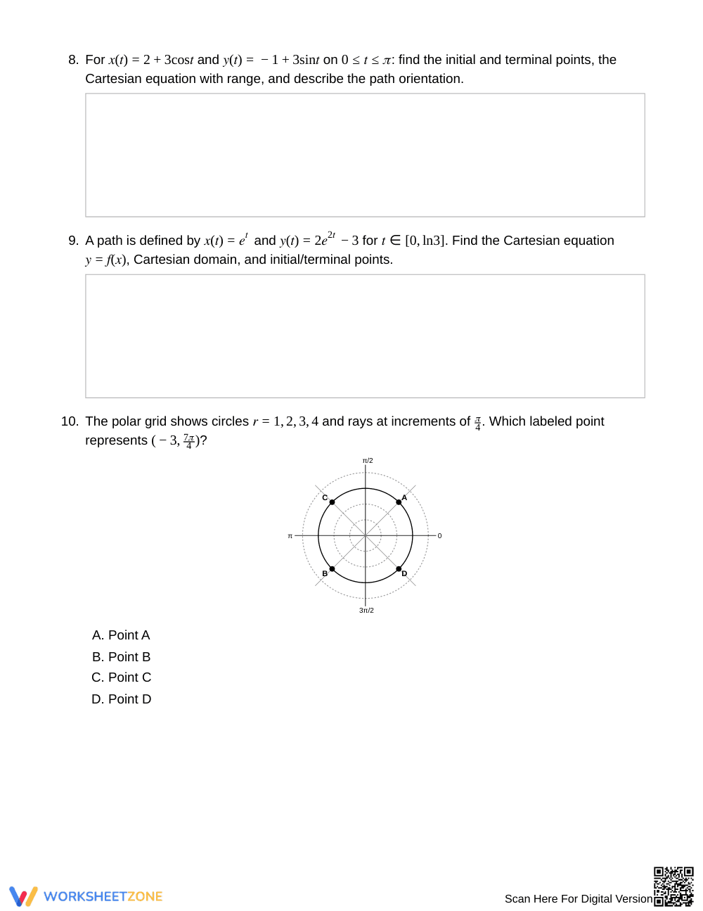 Free Parametric & Polar Worksheet | Grade 12 Precalculus - Page 3