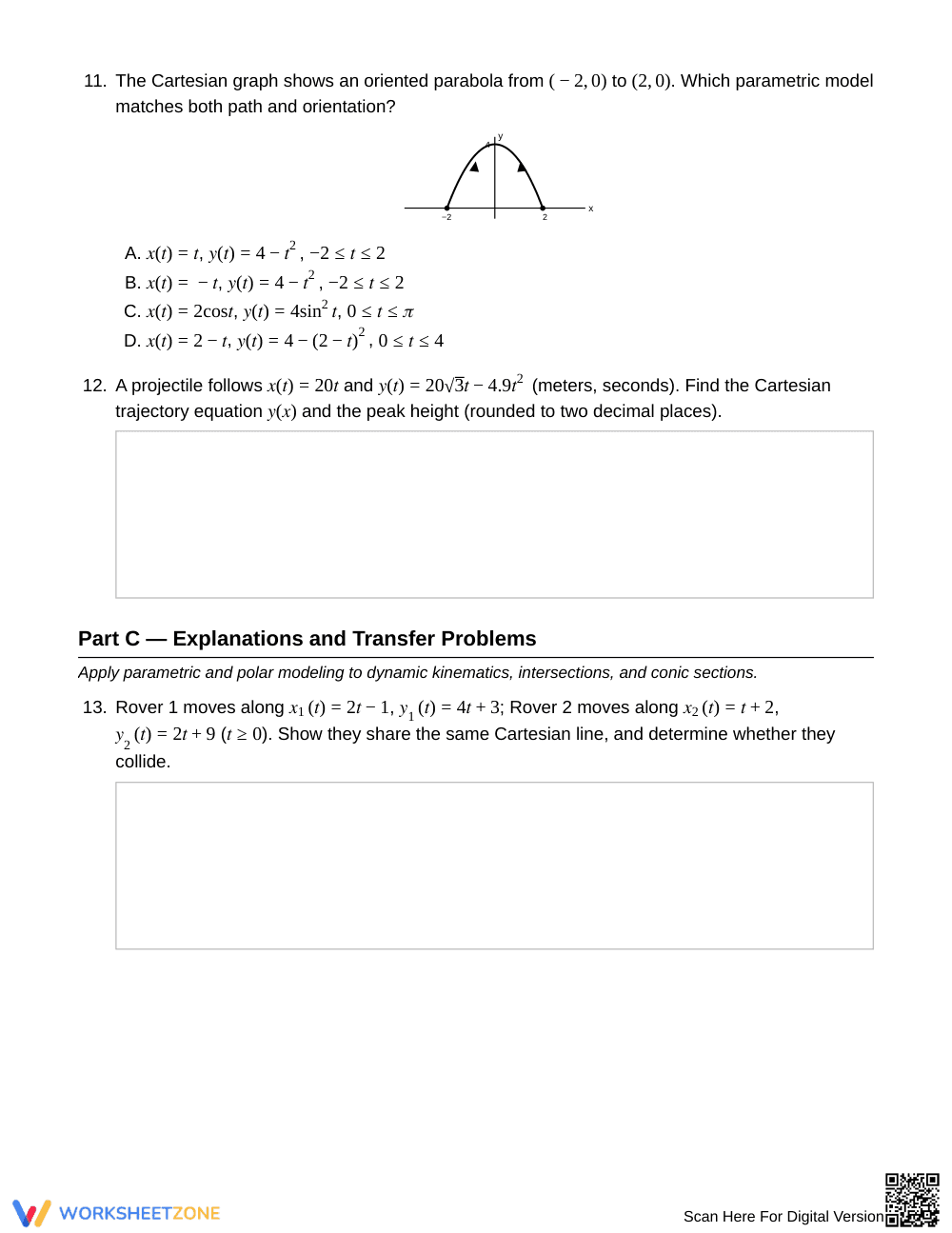 Free Parametric & Polar Worksheet | Grade 12 Precalculus - Page 4