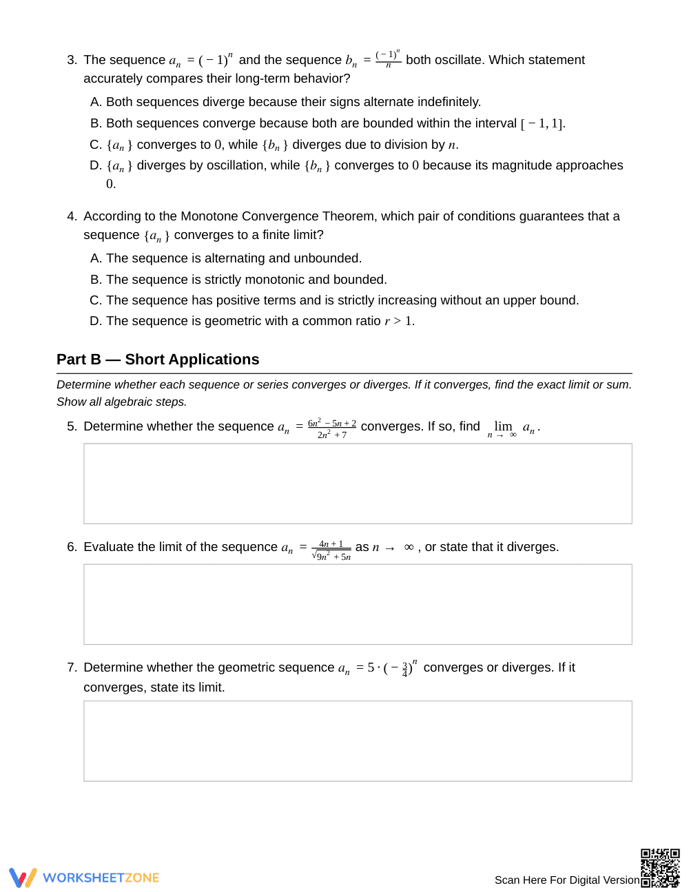 Ready Sequence Convergence Worksheet | Grade 12 Precalculus - Page 2