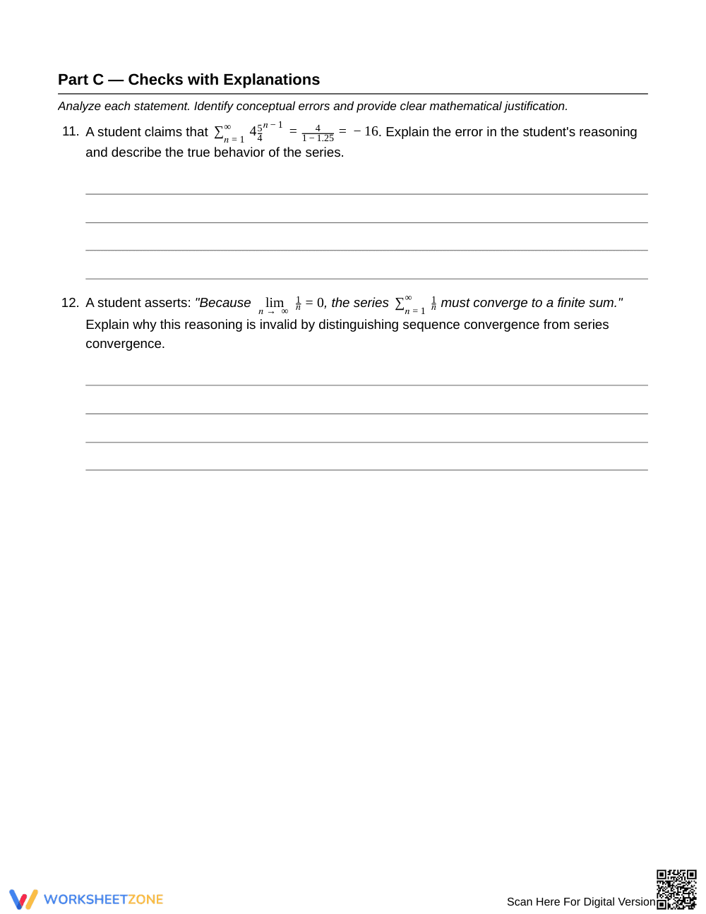 Complete Sequence Analysis Worksheet | Grade 12 Precalculus - Page 4