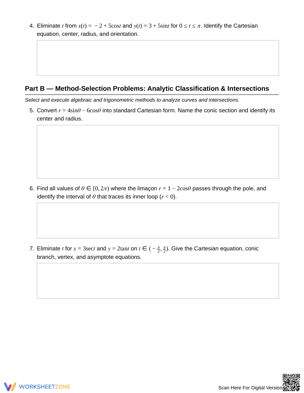 Ready Parametric & Polar Worksheet | Grade 12 Precalculus - Page 2