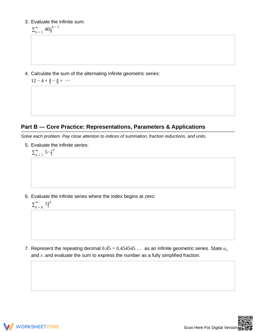 Essential Geometric Sums Worksheet | Grade 12 Precalculus - Page 2