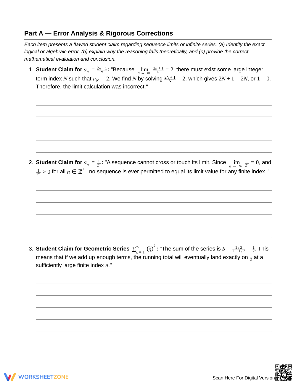 Complete Sequence Limits Worksheet | Grade 12 Precalculus - Page 2